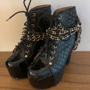 JEFFREY CAMPBELL PLATFORM BOOTS WITH CHAINS